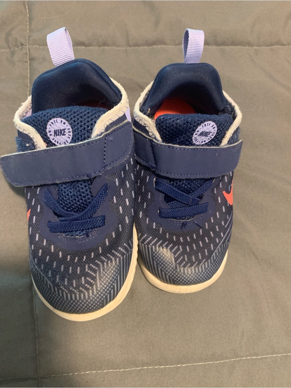 Nike Kids Navy Blue Sneakers with Pink Swoosh